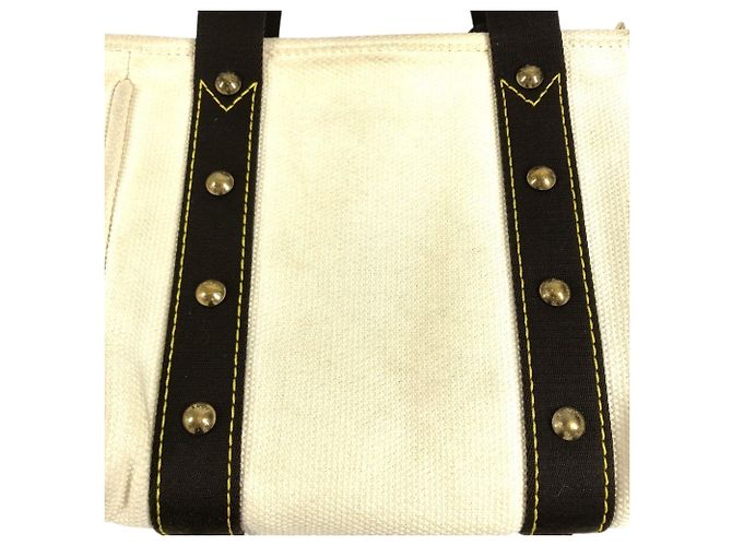 Borsa Tote Louis Vuitton Antigua Cabas PM Marrone Bianco - vista 9