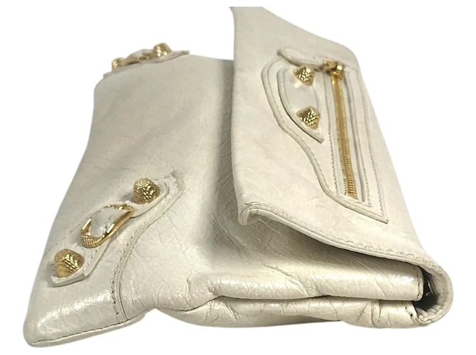 Borsa Balenciaga 327079 Studded Giant Envelope Bag Bianco D'oro - vista 2