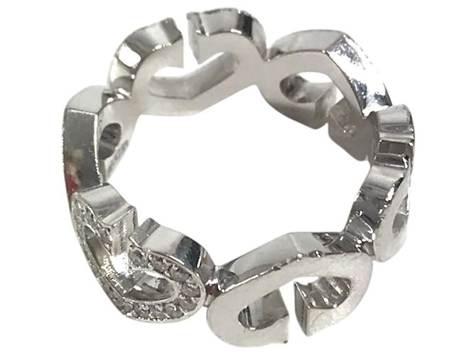 Anello Cartier C Heart in oro 18K e diamanti Argento - vista 2