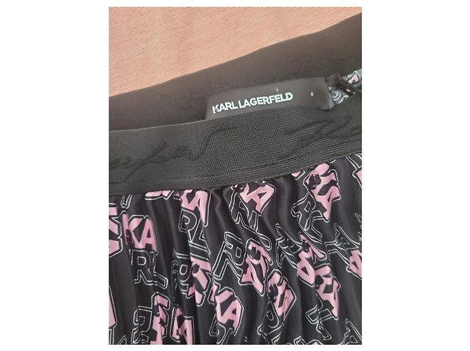 Falda plisada Karl Lagerfeld negra y rosa Negro - vista 3