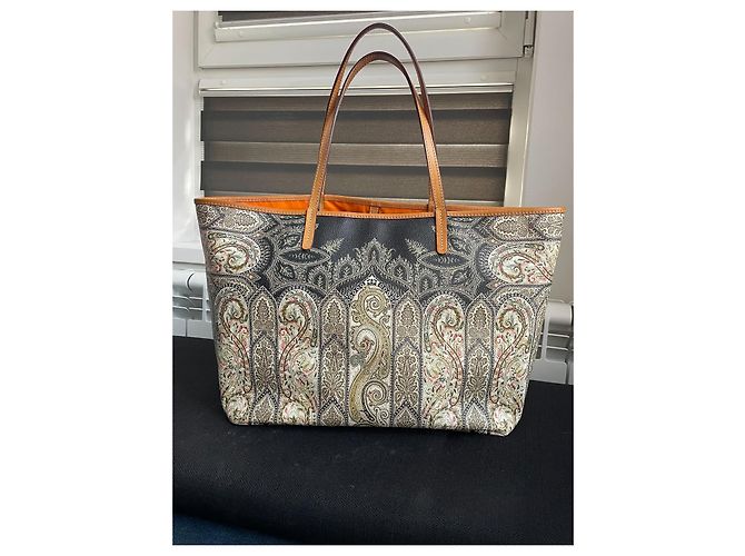 Borsa Tote Etro Stampa Paisley e Pochette Marrone Nero Multicolore - vista 2