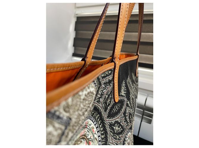 Borsa Tote Etro Stampa Paisley e Pochette Marrone Nero Multicolore - vista 7