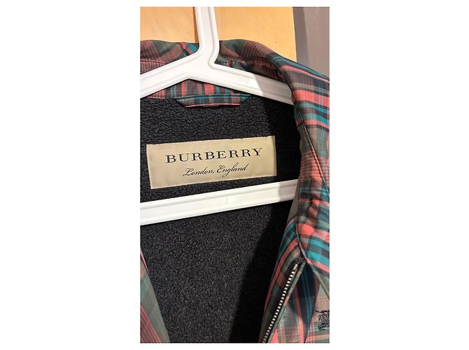 Burberry karierte Jacke mit Teddyfutter Schwarz Rot Grün - Ansicht 4