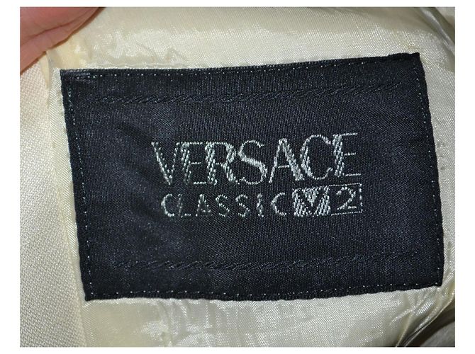 Casaco Versace Classico em seda e linho Cru - vista 6