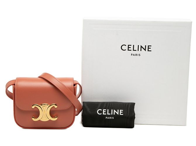 Céline Borsa a tracolla/pochette Celine Triomphe Mini Claude Rosso - vista 7
