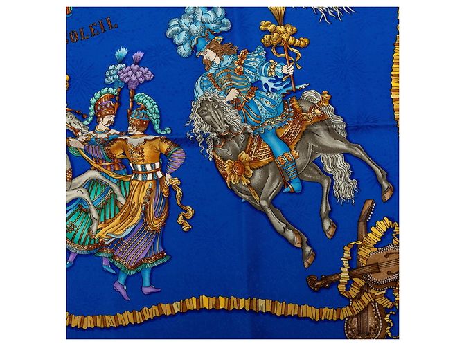 Hermès Foulard Hermes Carre 90 LES FETES DU ROI SOLEIL Blu Multicolore - vista 5