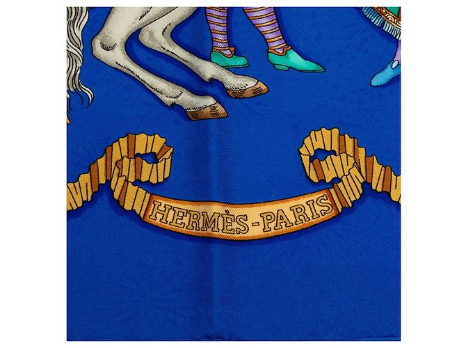 Hermès Foulard Hermes Carre 90 LES FETES DU ROI SOLEIL Blu Multicolore - vista 6