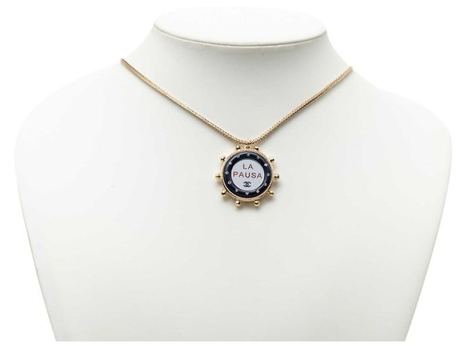 Collana con pendente a specchio Chanel Coco Mark LA PAUSA D'oro Blu navy - vista 6