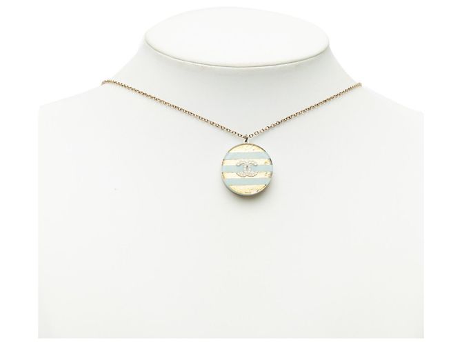 Collar Chanel Coco Mark Icon Border Azul Dorado - vista 6