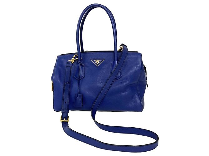 Sac à main 2-Way en cuir bleu Prada - vue 10