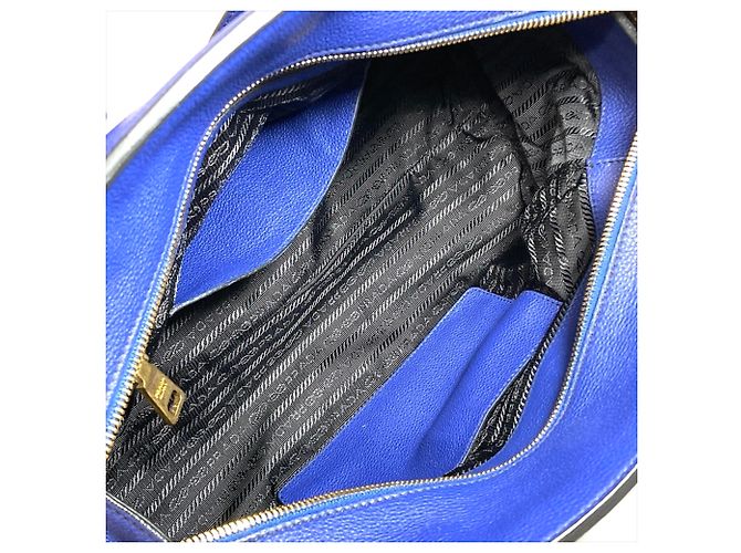 Sac à main 2-Way en cuir bleu Prada - vue 5