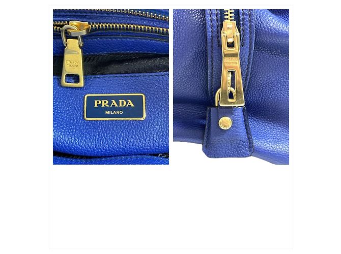 Sac à main 2-Way en cuir bleu Prada - vue 7