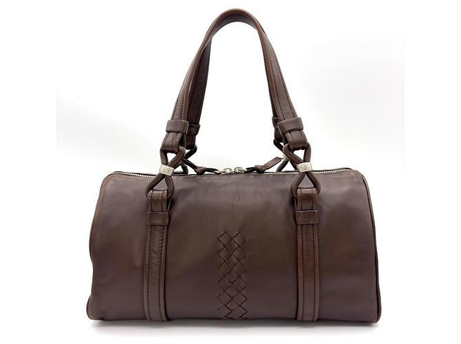 Borsa a mano Mini Boston Intrecciato Bottega Veneta Marrone - vista 3