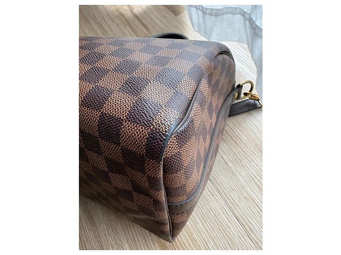 Borsa a mano Louis Vuitton Speedy 30 Damier Ebene Marrone - vista 11