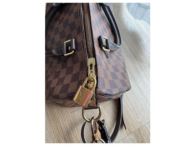 Borsa a mano Louis Vuitton Speedy 30 Damier Ebene Marrone - vista 12