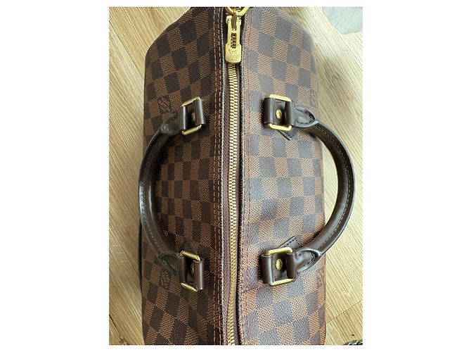 Borsa a mano Louis Vuitton Speedy 30 Damier Ebene Marrone - vista 13