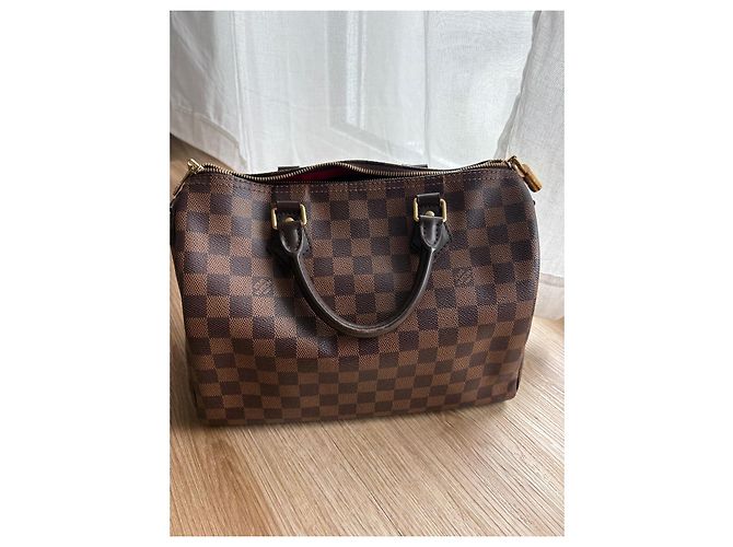 Borsa a mano Louis Vuitton Speedy 30 Damier Ebene Marrone - vista 14