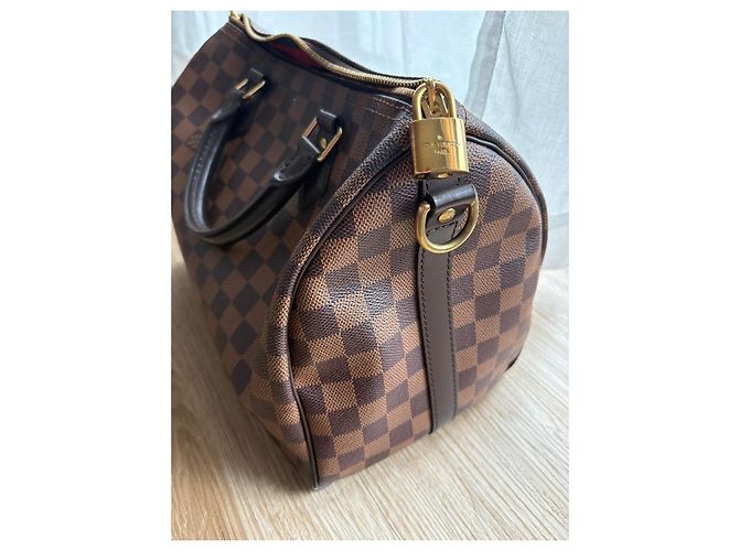 Borsa a mano Louis Vuitton Speedy 30 Damier Ebene Marrone - vista 15