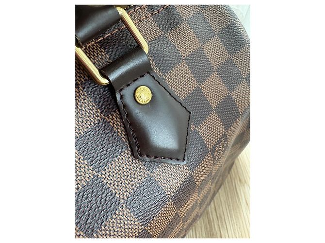 Borsa a mano Louis Vuitton Speedy 30 Damier Ebene Marrone - vista 4