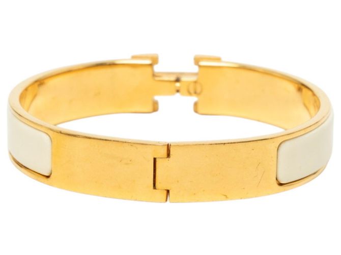 Hermès Pulsera de esmalte Hermes Click H GM Blanco Dorado - vista 3