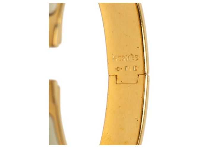 Hermès Pulsera de esmalte Hermes Click H GM Blanco Dorado - vista 5