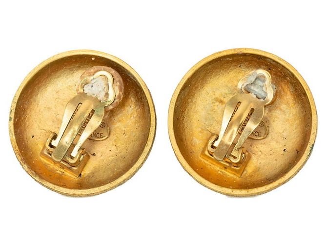 Chanel Coco Mark Vintage Runde Clip-Ohrringe Golden - Ansicht 2