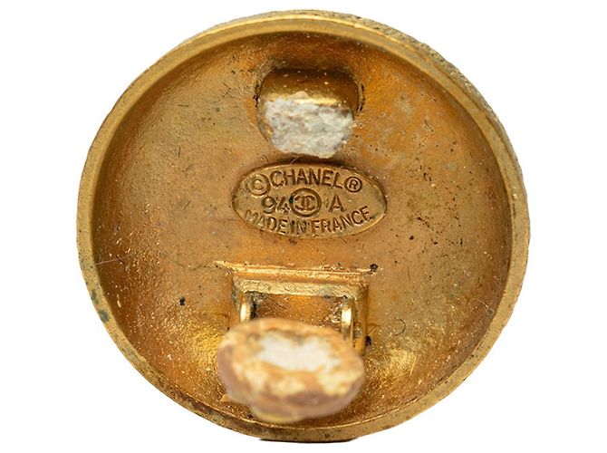 Chanel Coco Mark Vintage Runde Clip-Ohrringe Golden - Ansicht 3