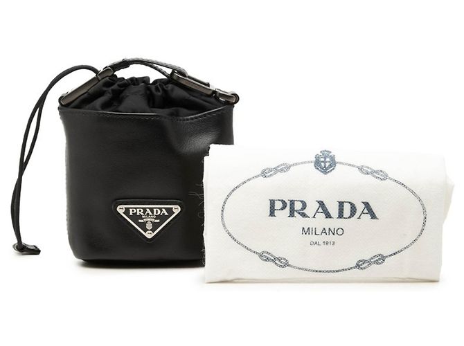 Bolsa Pouch com cordão e placa de logo Triangle Prada Preto - vista 6