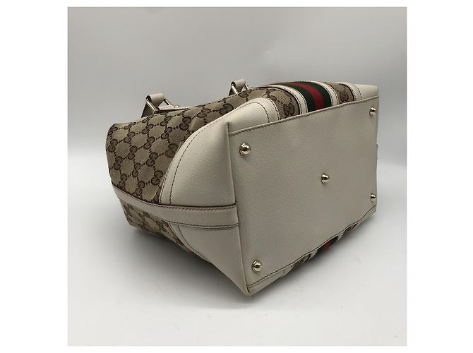 Gucci Treasure Boston GG Canvas and leather Medium Beige - vista 3