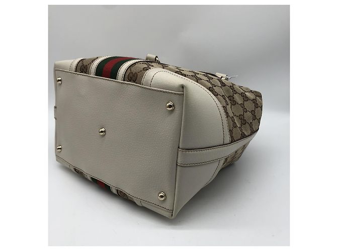 Gucci Treasure Boston GG Canvas and leather Medium Beige - vista 4