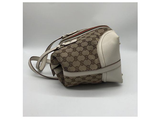 Gucci Treasure Boston GG Canvas and leather Medium Beige - vista 6