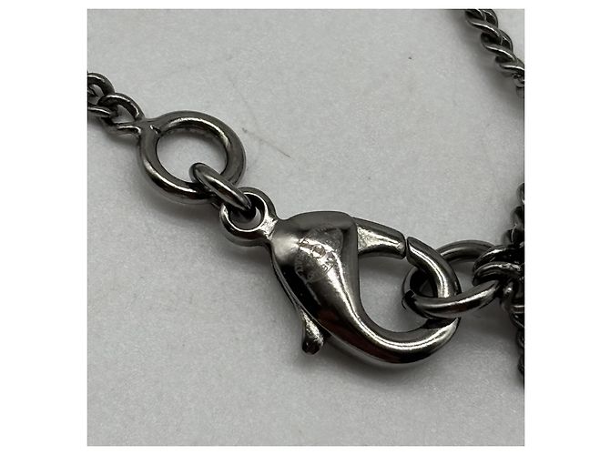 Pendente Cuore CC Chanel in resina impreziosita da metallo e cristalli 60 cm Argento - vista 5