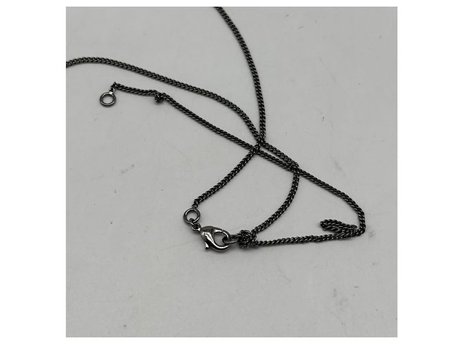 Pendente Cuore CC Chanel in resina impreziosita da metallo e cristalli 60 cm Argento - vista 6