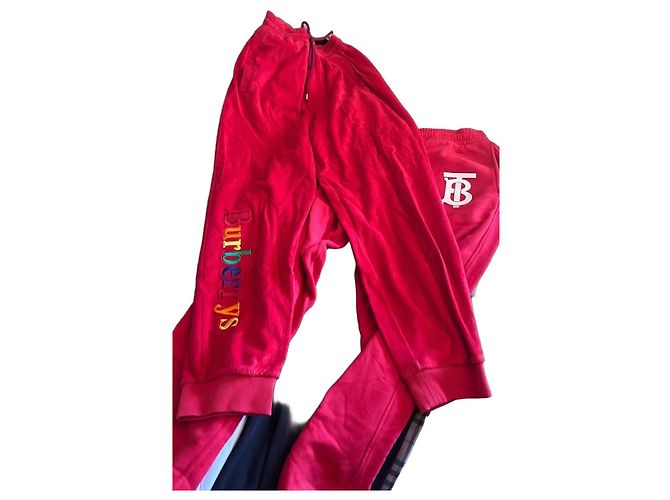 Burberry Jogginghose Rot Velours mit Regenbogen-Logo - Ansicht 2