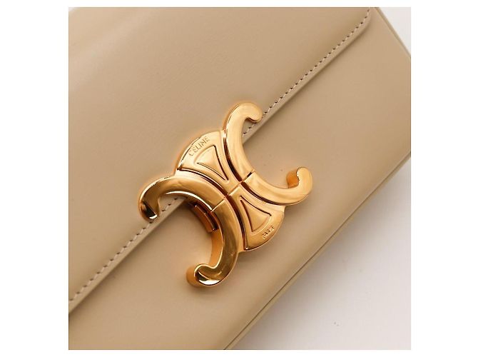 Céline Borsa a tracolla Triomphe in pelle di vitello liscia Beige - vista 7