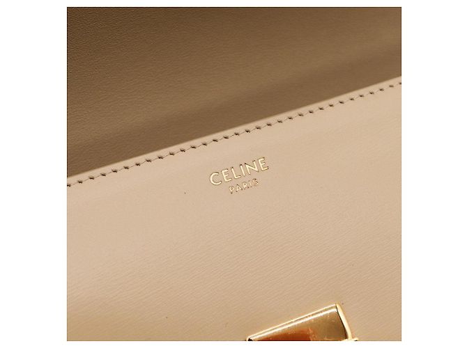 Céline Borsa a tracolla Triomphe in pelle di vitello liscia Beige - vista 8
