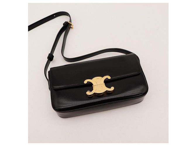 Céline Borsa a tracolla Celine Triomphe in pelle di vitello liscia nera Nero - vista 7