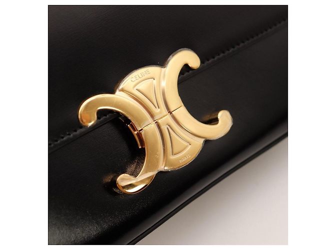 Céline Borsa a tracolla Celine Triomphe in pelle di vitello liscia nera Nero - vista 8