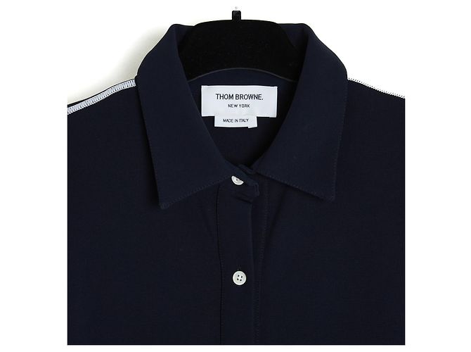 Thom Browne Abito Camicia Lungo in Lana Blu Navy Blu scuro - vista 2