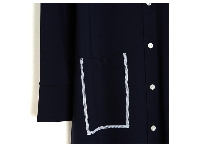 Thom Browne Abito Camicia Lungo in Lana Blu Navy Blu scuro - vista 3