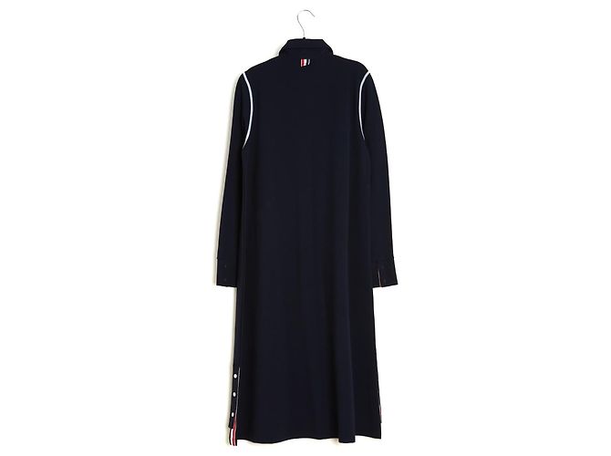 Thom Browne Abito Camicia Lungo in Lana Blu Navy Blu scuro - vista 5