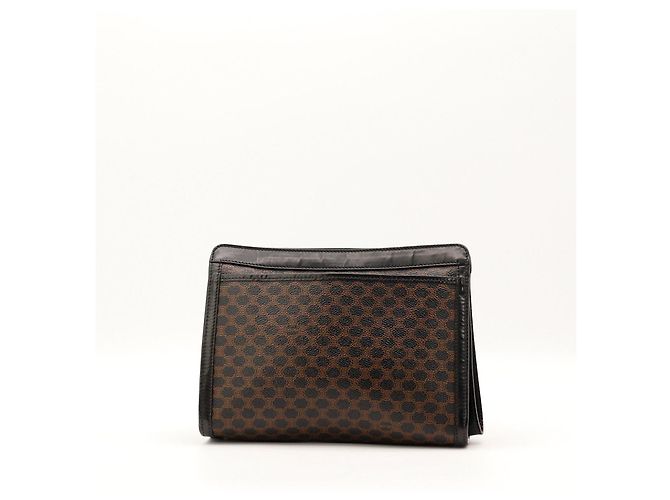 Céline Pouch Celine Triomphe Canvas Marrone Nero - vista 3