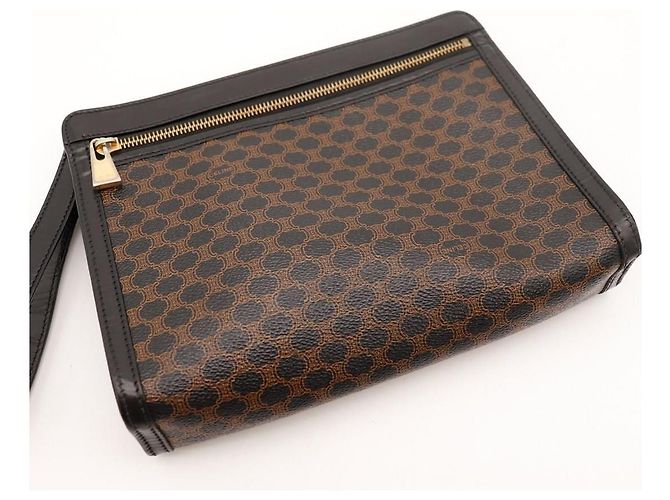 Céline Pouch Celine Triomphe Canvas Marrone Nero - vista 6