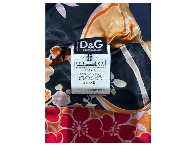 Abito in seta D&G stampa floreale multicolore Nero Rosso Arancione Giallo - vista 3
