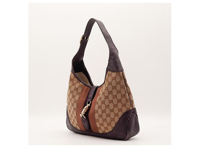 Borsa Hobo Gucci Jackie GG Canvas Medium Marrone Beige - vista 2