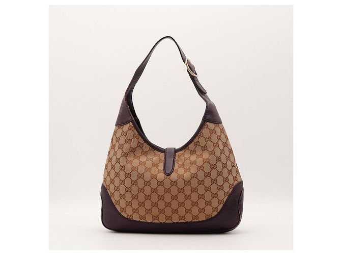 Borsa Hobo Gucci Jackie GG Canvas Medium Marrone Beige - vista 3