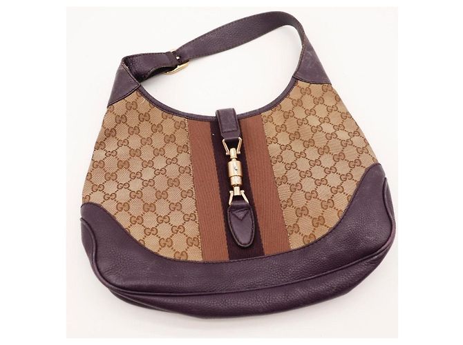 Borsa Hobo Gucci Jackie GG Canvas Medium Marrone Beige - vista 6