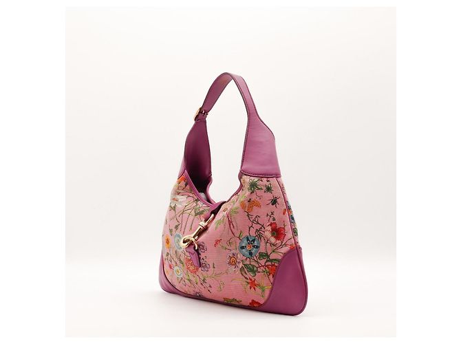 Borsa hobo Gucci con stampa floreale Rosa D'oro Porpora - vista 2
