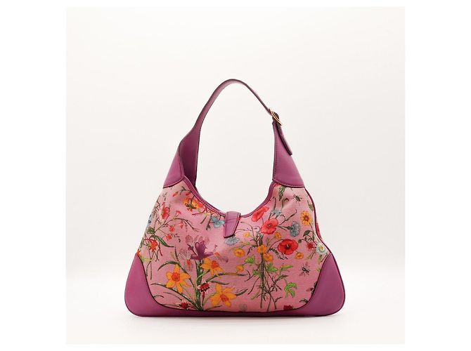 Borsa hobo Gucci con stampa floreale Rosa D'oro Porpora - vista 3
