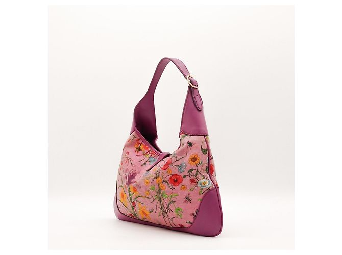 Borsa hobo Gucci con stampa floreale Rosa D'oro Porpora - vista 4